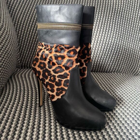 Michael Kors Haya Bootie leopard print calf hair stiletto women’s shoe size 9 - Picture 1 of 15